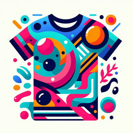 Colorful t-shirt with abstract colorful pattern. Vector illustration.のイラスト素材