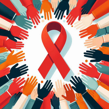 Red Ribbon World Aids Day Awareness Concept. Vector Illustration.