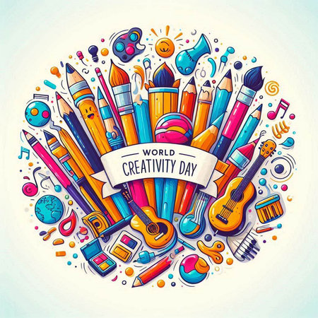 Colorful vector hand drawn cartoon set of school objects, objects and symbolsのイラスト素材