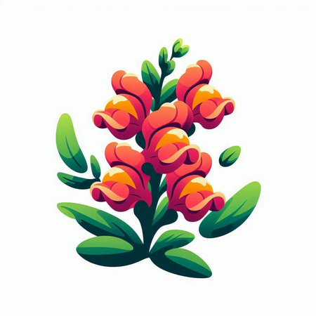 Beautiful red and yellow flowers isolated on white background. Vector illustration.のイラスト素材