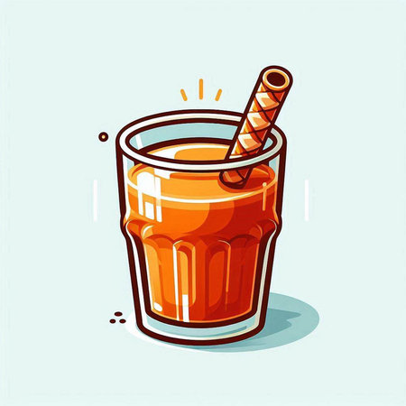 Cocktail in a glass with a straw. Vector illustration.のイラスト素材