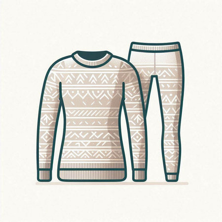 Knitted sweater and pants. Vector illustration in trendy linear style.のイラスト素材