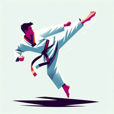 karate fighter vector illustration. karate vector illustration. karate vector illustrationのイラスト素材