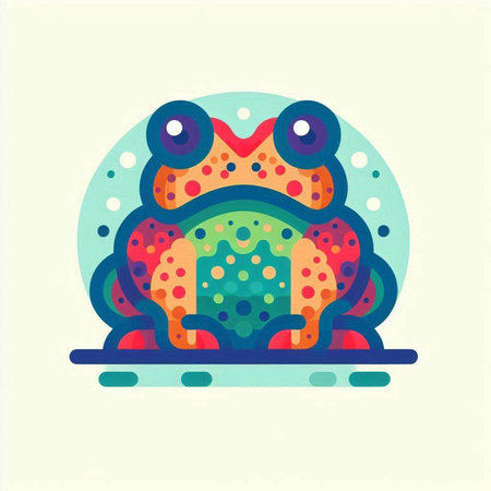 Cute frog icon. Vector illustration in flat style. Isolated on white background.のイラスト素材
