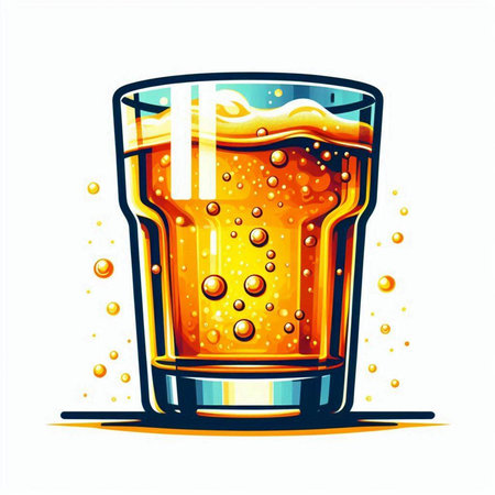 Glass of beer with bubbles on a white background. Vector illustration.のイラスト素材