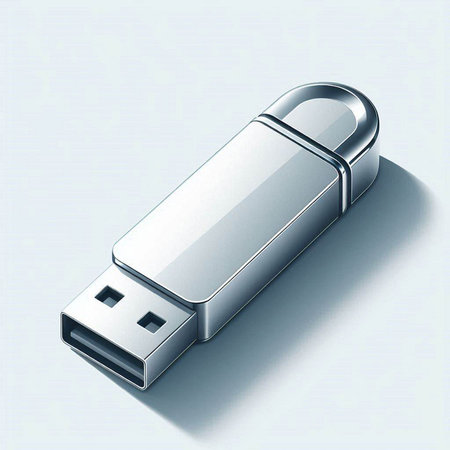Illustration of a USB flash drive isolated on a white background.