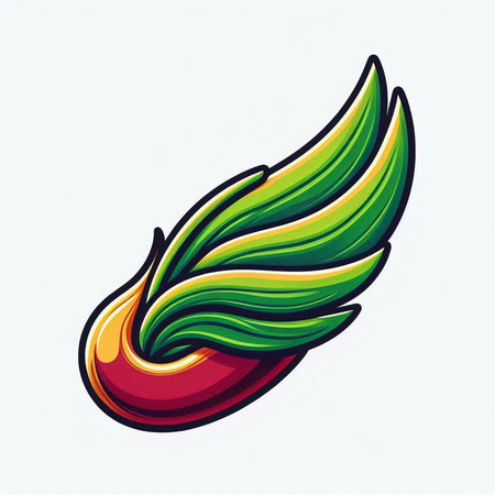 Illustration of a colorful wing logo isolated on a white background.のイラスト素材