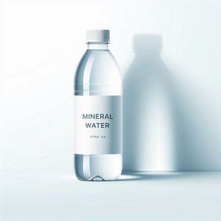 Bottle of water with a label on a white background. Vector illustrationのイラスト素材