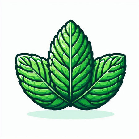 Peppermint leaves isolated on a white background. Vector illustration.のイラスト素材
