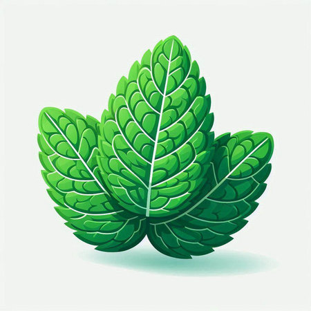 Mint leaves. Vector illustration of mint leaves isolated on white background.のイラスト素材