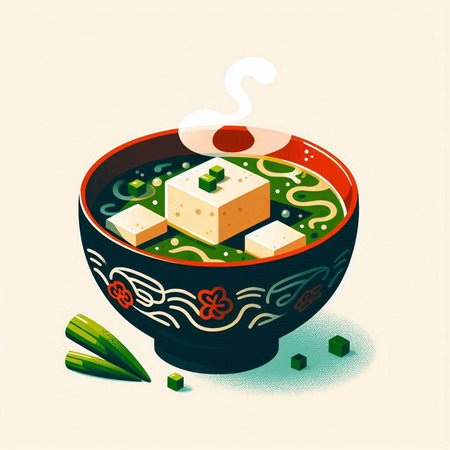 Sukiyaki Japanese food in a bowl. Vector illustration.のイラスト素材