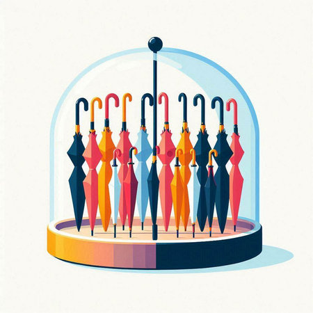 Fishing float in a glass dome. Vector illustration in flat styleのイラスト素材