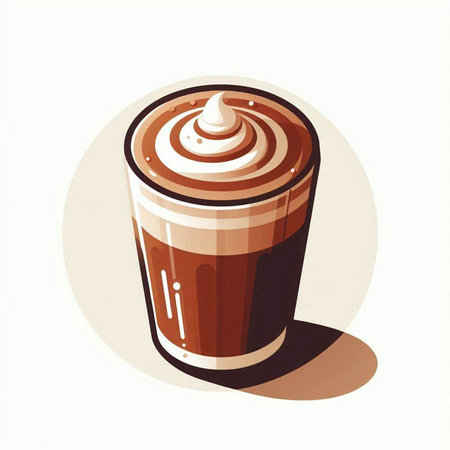 Vector illustration of a glass of cappuccino with whipped creamのイラスト素材