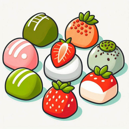 Illustration of a lot of strawberries on a white background - vectorのイラスト素材