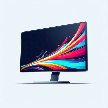 Computer monitor with colorful abstract background. Vector illustration. Eps 10.