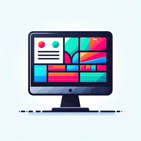 Computer screen vector illustration. Flat design style. Modern graphic elements.のイラスト素材
