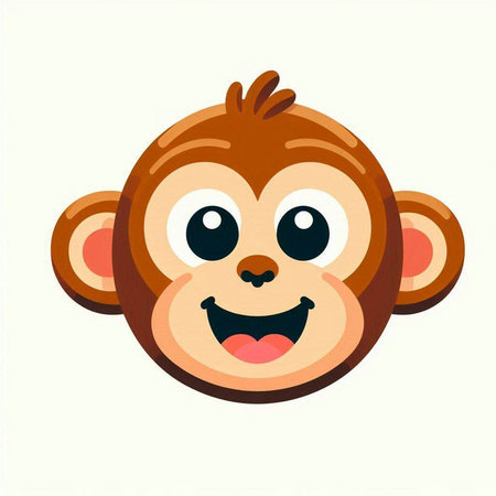 Cute cartoon monkey face. Vector illustration isolated on white background.