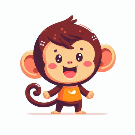 Cute monkey cartoon. Vector illustration isolated on a white background.のイラスト素材