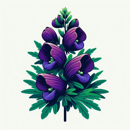 vector illustration of a purple flower in the shape of a Christmas treeのイラスト素材