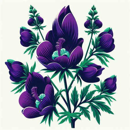vector illustration of anemone flowers in the style of engravingのイラスト素材