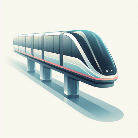High-speed train on a white background. 3D illustration.のイラスト素材