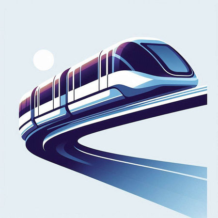 High speed train on the road. Vector illustration of high speed train.