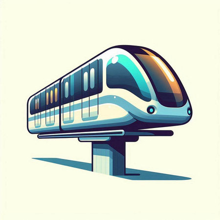 Modern high-speed train on a light background. Vector illustration.