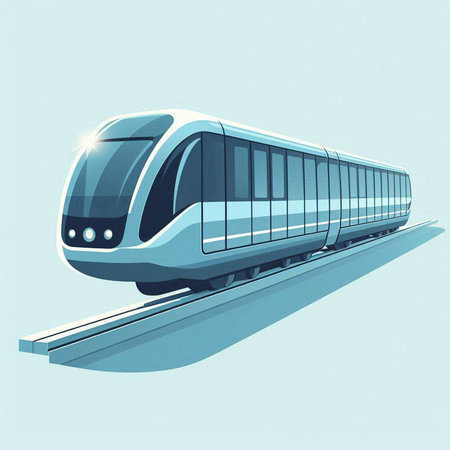 Modern high-speed train on a blue background. Vector illustration.のイラスト素材