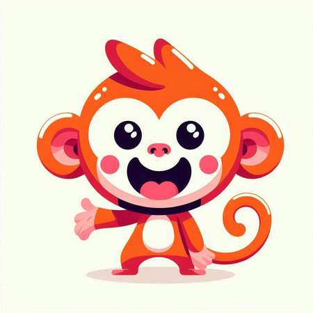 Cute cartoon monkey. Vector illustration isolated on a white background.のイラスト素材