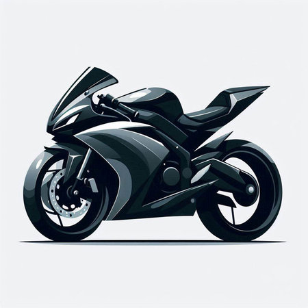 Vector illustration of a black sports motorbike on a white background.