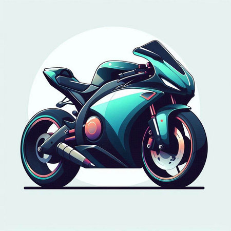 Vector illustration of sport motorbike. Motorcycle on the road.