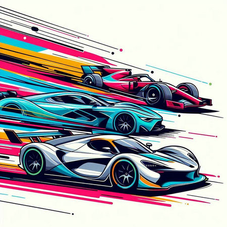 Sport car racing background. Vector illustration. Graphic concept for your design