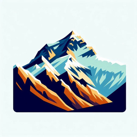 Mountains and peaks. Vector illustration of a mountain range with snow.のイラスト素材
