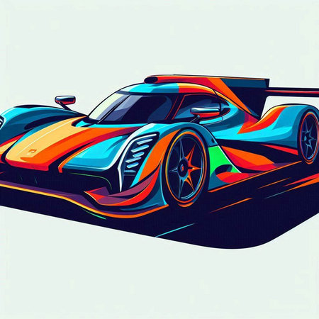 Colorful sport car on the road. Vector illustration. Eps 10