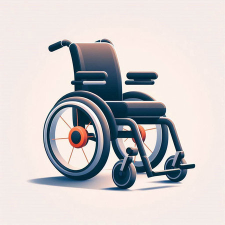 Wheelchair for disabled person with wheels. 3d vector illustration.のイラスト素材