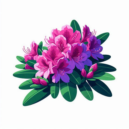Bouquet of rhododendrons. Vector illustration.のイラスト素材