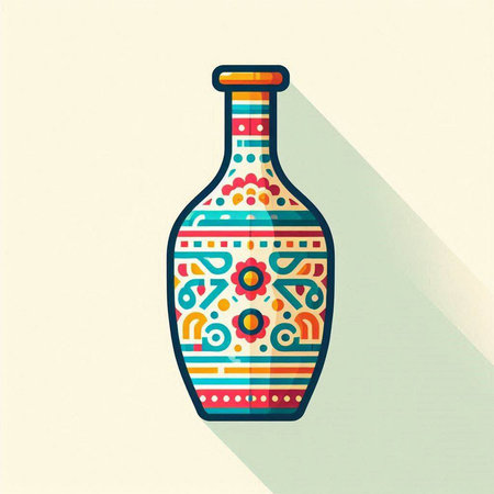 Colorful vase icon with long shadow on light background, vector illustration.のイラスト素材