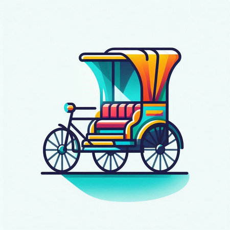 Rickshaw icon. Vector illustration of a retro tricycle.のイラスト素材