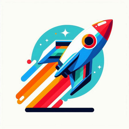Rocket in space, flat design, vector illustration eps 10.のイラスト素材