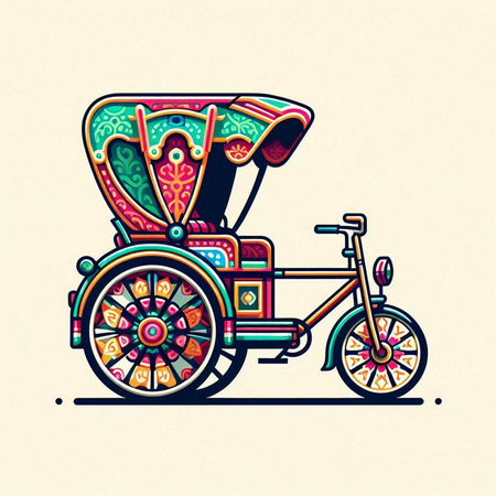 Tuk Tuk, vector illustration. Traditional indian tricycle.のイラスト素材