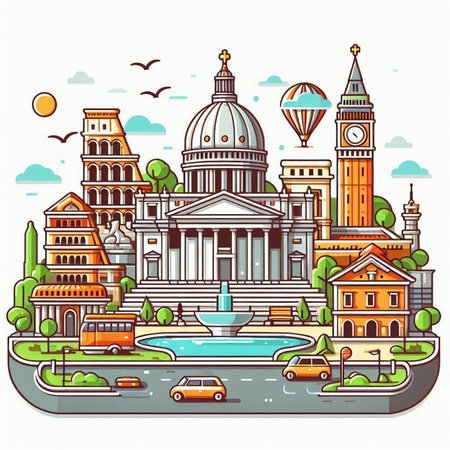 Colosseum in Rome, Italy. Vector illustration in flat styleのイラスト素材