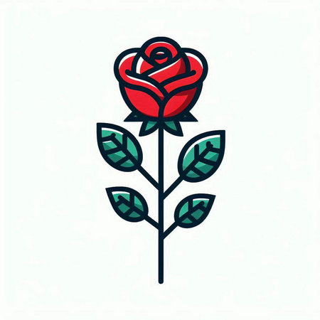 Red rose flower isolated on white background. Vector illustration in flat style.のイラスト素材