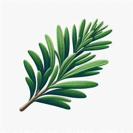 Green rosemary twig isolated on white background. Vector illustration.のイラスト素材