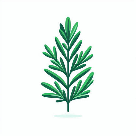 Vector illustration of a branch of rosemary on a white background.のイラスト素材