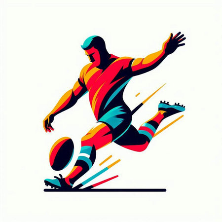 Rugby player with ball. Vector illustration of rugby player.のイラスト素材