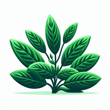 Green leaves isolated on white background. Vector illustration. Eps 10.のイラスト素材