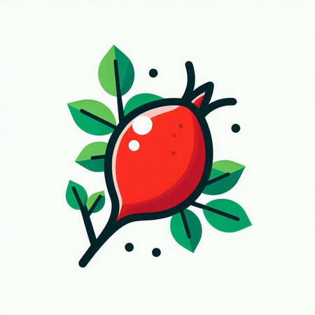 Rose hip vector icon isolated on white background. Hand drawn rose hip illustration.のイラスト素材