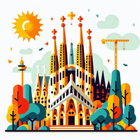 Vector illustration of St. Stephen's Cathedral in Vienna, Austria.のイラスト素材