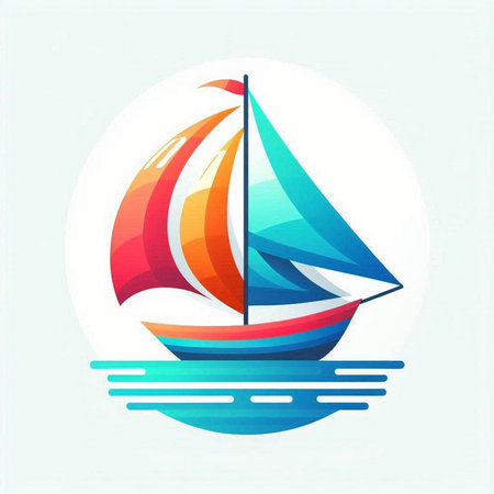 Sailing boat icon. Vector illustration of a colorful sailboat.