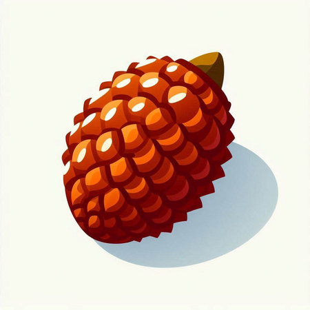 Ripe lychee on a white background. Vector illustration.のイラスト素材